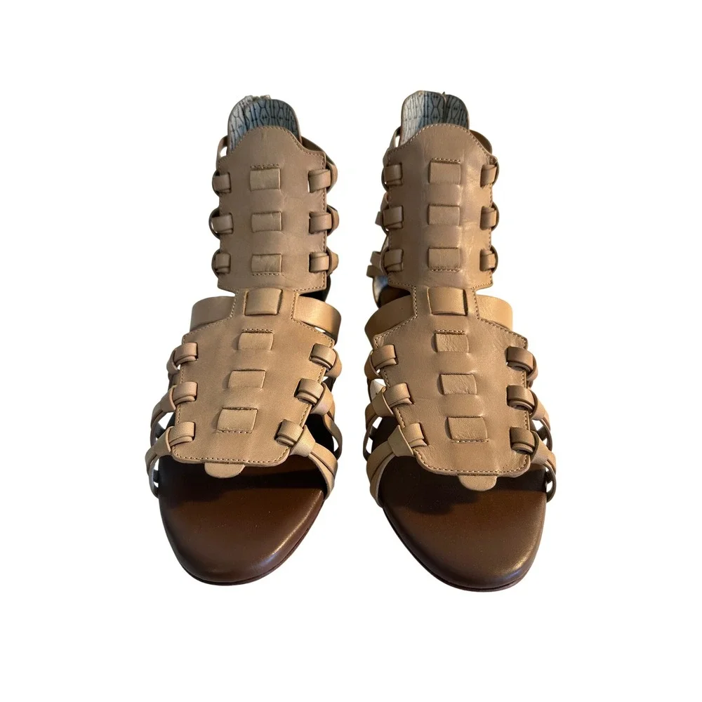 Matt Bernson Leather Gladiator Sandals Size 9 Tan Zip‎ Closure